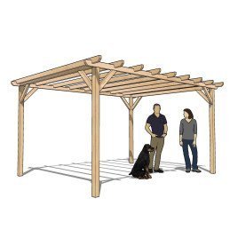 Kit pergola champêtre 4x3 m, hauteur 2,50 m, Douglas raboté